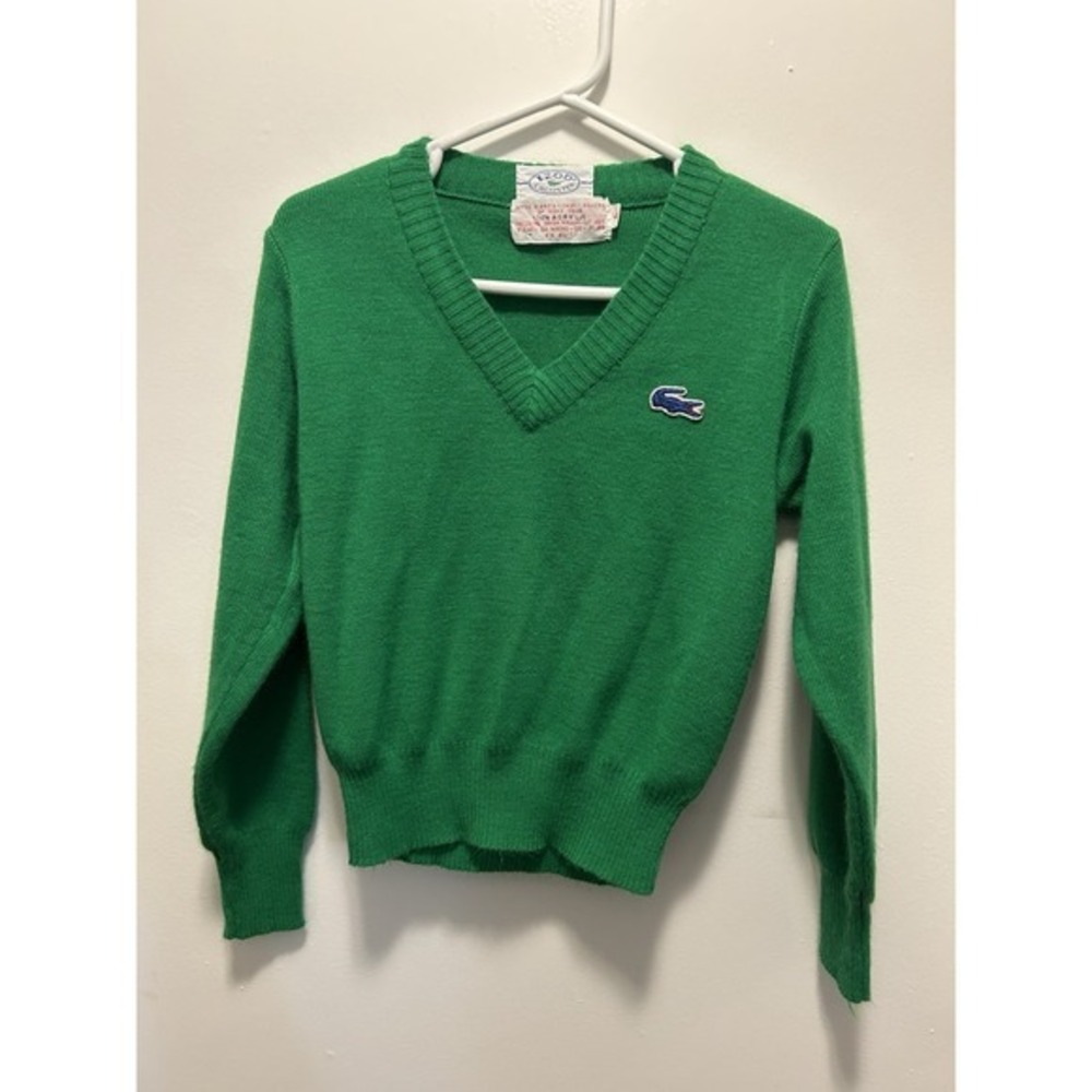 Vintage IZOD Lacoste Green Kids SZ 6 Sweater‎ 100% Acrylic